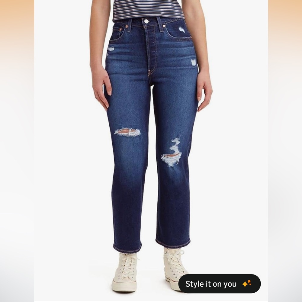 Levi’s ribcage straight ankle jeans cropped distressed size 31x27